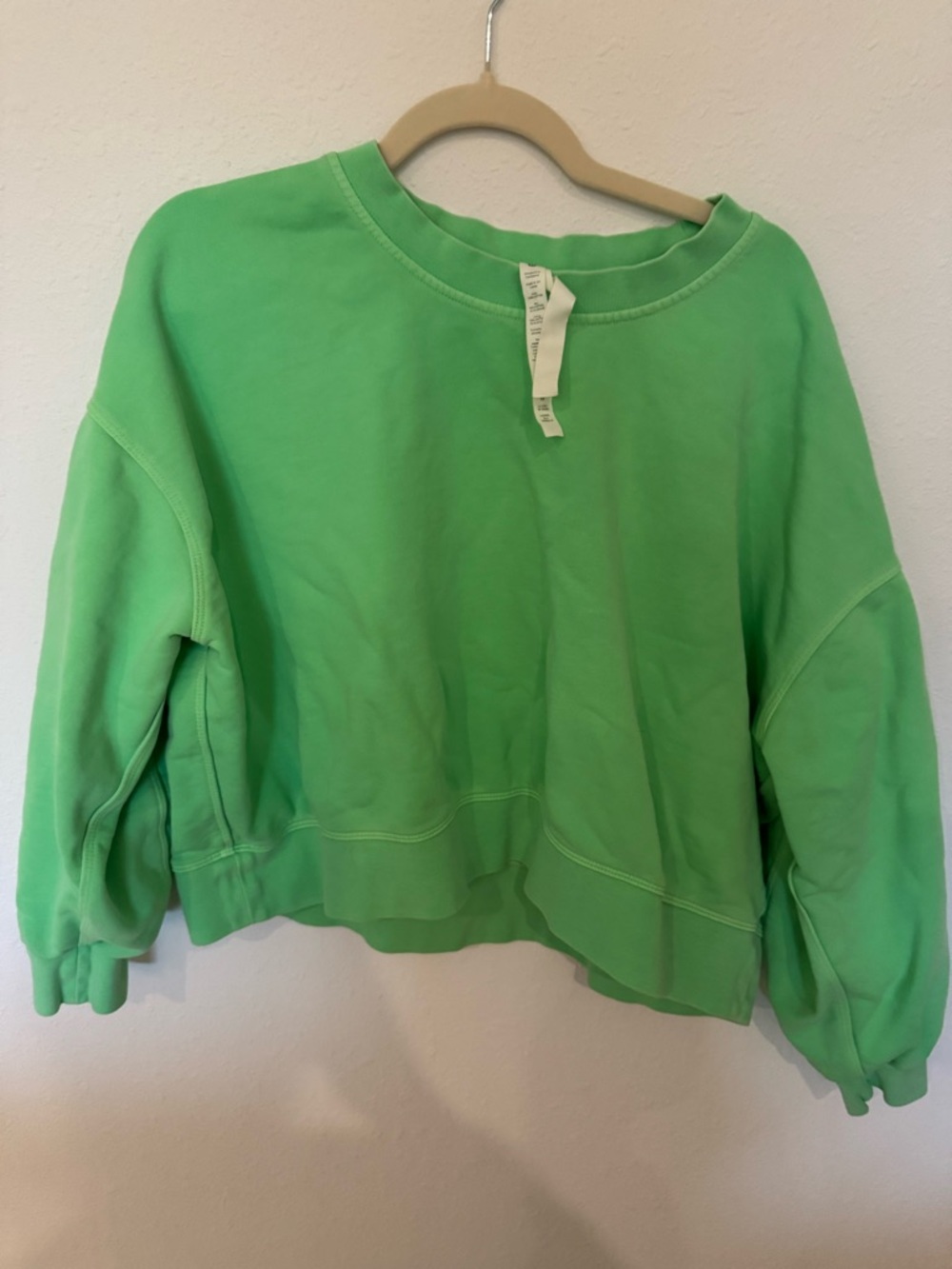 lululemon athletica Cropped Lime Green Crewneck Sweatshirt
